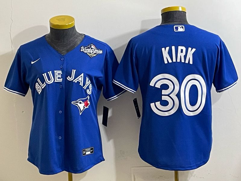 Women 2025 Nike Toronto Blue Jays #30 Kirk Blue Game MLB Jersey 03->women mlb jersey->Women Jersey